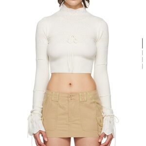 Danielle Guizio White Cowl Neck Sweater
